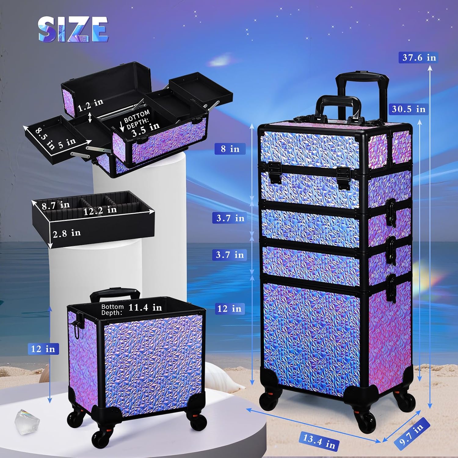 Rolling Makeup Train Case, Lar - Beauty & Makeup Katia Di Paola 评论和价格